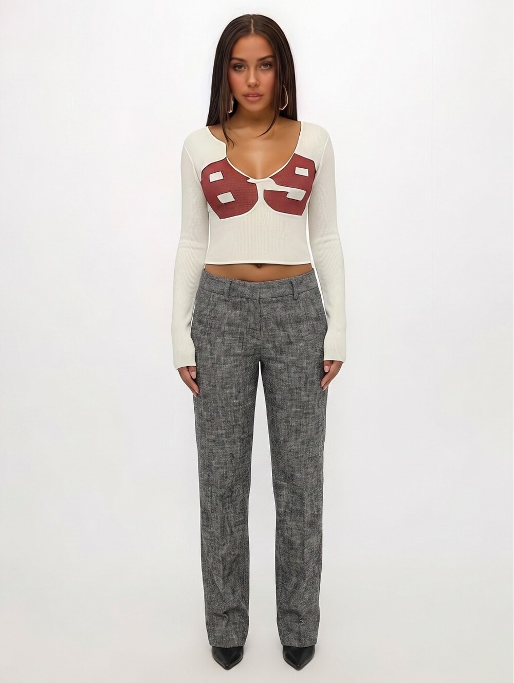 Trina Turk Gray Straight-Leg Back Leg Slit Dress Trousers Pants 8 Heather Gray